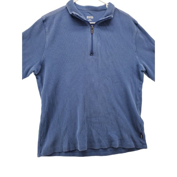 MICHAEL KORS Shirt Men's Long Sleeve Pullover 1/4 Zip Thermal Blue Size 2XL - Picture 4 of 10